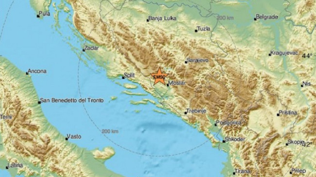 Një tërmet 4.7 ballë godet Bosnjë e Hercegovinën