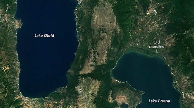 Një milion vjet të vjetër, NASA publikon pamje satelitore të liqeneve Ohrit dhe Prespës