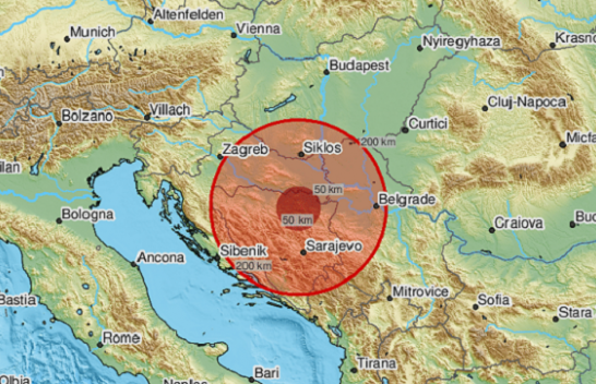 Një tërmet me magnitudë 4.3 dridhë Bosnjën dhe Hercegovinën