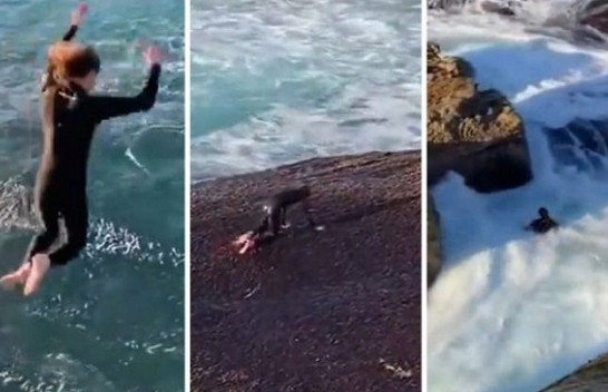 U hodh nga një shkëmb në det: Djali donte të argëtohej, pa e kuptuar se do të pasonte një luftë për jetën