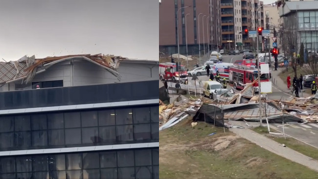 Nga erërat e forta bie kulmi i ndërtesës së komunës së re të Prishtinës, ka të lënduar