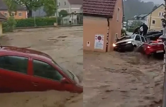 Skena kaotike nga vërshimet në Austri
