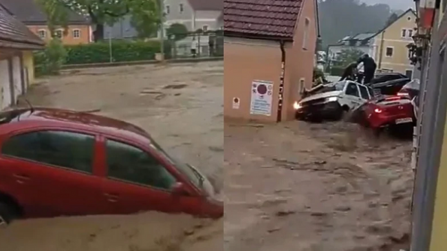 Skena kaotike nga vërshimet në Austri
