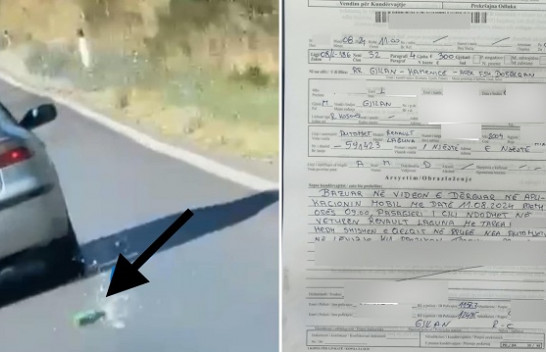 Gjobitet shoferi që hodhi shishe qelqi nga vetura