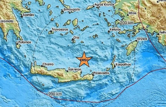 Tërmet i fortë pranë ishullit grek të Kretës, i ndjerë në vendet fqinje