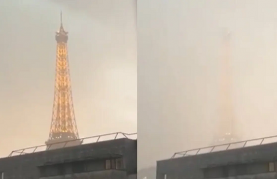 Shikoni si “zhduket” Kulla Eiffel gjatë stuhive të fuqishme