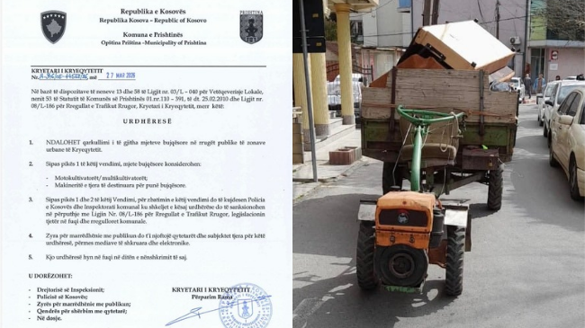 Prishtina ndalon qarkullimin e mjeteve bujqësore në qytet