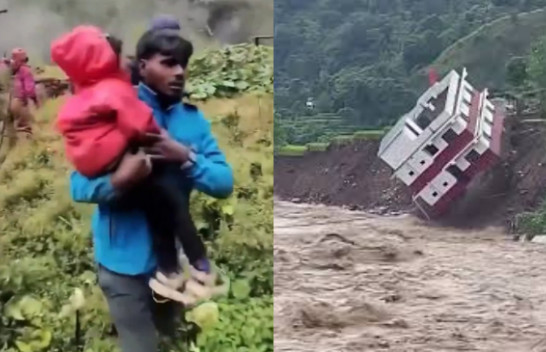 Pamje të frikshme në Nepal, familjet vrapojnë për të shpëtuar jetën, rrëshqitjet e dheut marrin shtëpitë e tyre