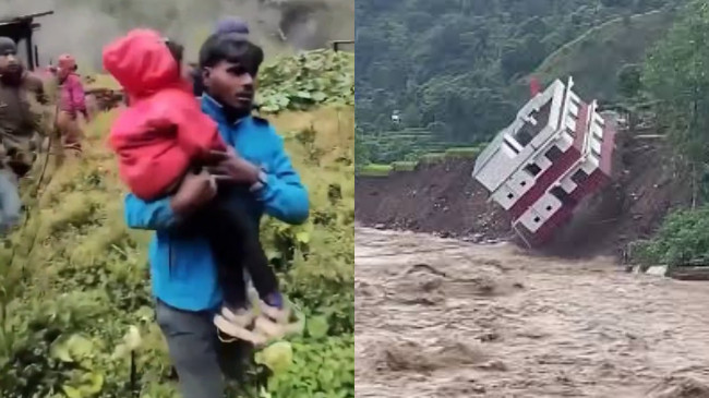 Pamje të frikshme në Nepal, familjet vrapojnë për të shpëtuar jetën, rrëshqitjet e dheut marrin shtëpitë e tyre